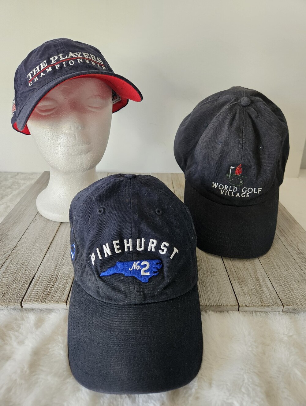 3 Pro Golf Themed Cotton Strapback Unisex Baseball Caps Hats with Embroidered Go